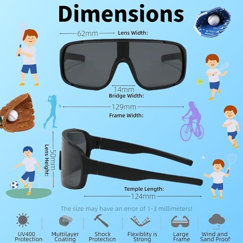swanoble UV400 2 Sports Sunglasses for Kids Cycling,Light frame Sunglasses for Boys Girls,Youth Softball Baseball Golf in Saudi Arabia