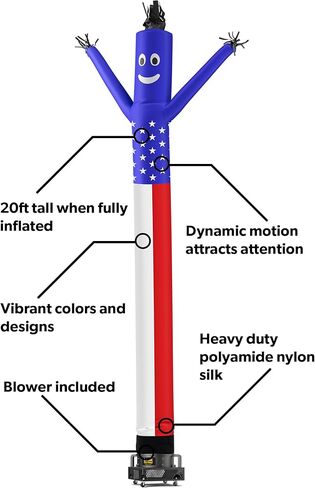 LookOurWay Air Dancers Wacky Waving Inflatable Tube Man Set - 20 Feet Tall Inflatable Dancing Man with Blower for Business Advertising - Red in Kuwait