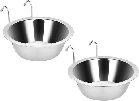 Fri4Free 2PCS Hanging Dog Bowls for Kennel Outside or Inside, 8oz Stainless Steel Dog Crate Water Bowl No Spill, Dog Feeder Food Holder Puppy Bowls for Small Dog Crate,Dog Cage Dog Kennel Accessories in Kuwait
