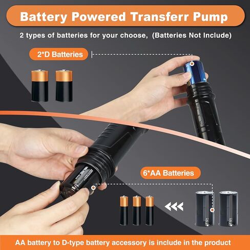 Portable Power Battery Pump, Portable Transfer Pump, Battery Powered, for Transferring Gasoline, Fuel Oil, Diesel and Water, 2.2 GPM, Manual Fuel Pump, Multi-Purpose Siphon Fuel Transfer Pump (Orange) in Saudi Arabia