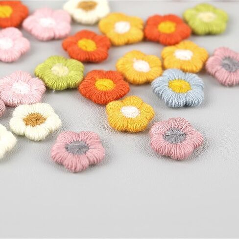 30pcs Hot Pink Daisy Flowers Embroidered Sew On Applique Floral Lace Patch Milk Fiber Sewing Trims Clothes Wedding Dress Craft DIY in Kuwait