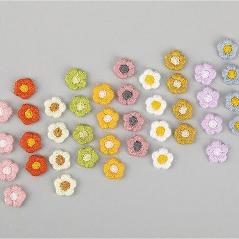 30pcs Hot Pink Daisy Flowers Embroidered Sew On Applique Floral Lace Patch Milk Fiber Sewing Trims Clothes Wedding Dress Craft DIY in Kuwait