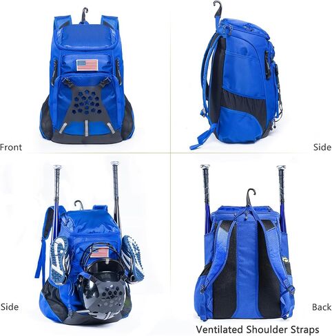 VIGEGARI | Baseball Bag Softball Bat Bag, Double-layer Baseball Backpack Adult with Gear Klip To Hold Baseball Glove, Baseball Essential Gear, Youth Baseball Bag for Boys, Girls, Baseball Accessories in Kuwait