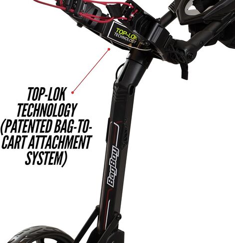 عربة دفع جولف باج بوي نيترون ذات 3 عجلات، سهلة الفتح والطي بخطوة واحدة، وحدة تحكم لبطاقة الأداء، حامل مشروبات، حامل جهاز محمول، فرامل انتظار مثبتة على المقبض in Kuwait