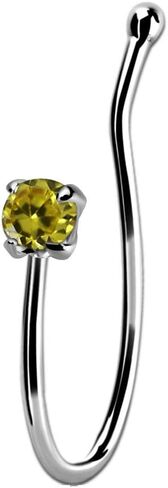 iJewelry2 من الفضة الإسترليني للشفاه والأنف غير المثقوبة، حلقة على شكل عظمة دائرية ملونة من CZ in Kuwait
