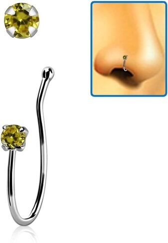 iJewelry2 من الفضة الإسترليني للشفاه والأنف غير المثقوبة، حلقة على شكل عظمة دائرية ملونة من CZ in Kuwait
