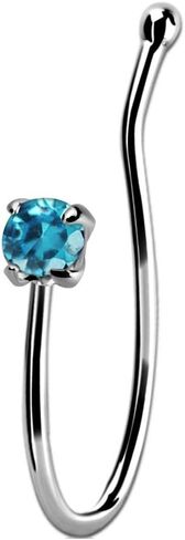 iJewelry2 من الفضة الإسترليني للشفاه والأنف غير المثقوبة، حلقة على شكل عظمة دائرية ملونة من CZ in Kuwait