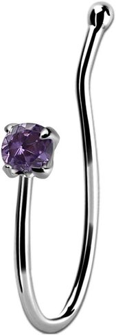 iJewelry2 من الفضة الإسترليني للشفاه والأنف غير المثقوبة، حلقة على شكل عظمة دائرية ملونة من CZ in Kuwait