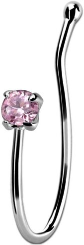 iJewelry2 من الفضة الإسترليني للشفاه والأنف غير المثقوبة، حلقة على شكل عظمة دائرية ملونة من CZ in Kuwait