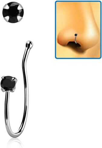 iJewelry2 من الفضة الإسترليني للشفاه والأنف غير المثقوبة، حلقة على شكل عظمة دائرية ملونة من CZ in Kuwait