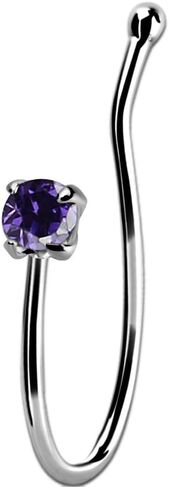 iJewelry2 من الفضة الإسترليني للشفاه والأنف غير المثقوبة، حلقة على شكل عظمة دائرية ملونة من CZ in Kuwait