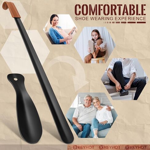 16.5 Inch Long Shoe Horn Metal - Long Handled Shoehorn Stainless Steel - 2 Pack Shoe Horns with Handle for Boots (Black) in Saudi Arabia