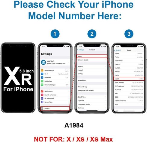استبدال عدسة زجاجية للكاميرا الخلفية الخلفية من MMOBIEL متوافق مع iPhone XR - 6.1 بوصة - 2018 - متضمن. لاصق مزدوج الجوانب وملقط وقماش - أسود in Kuwait