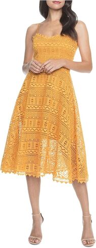 Dress the Population Women's Brenna Sleeveless Lace Fit & Flare Midi Dress in Saudi Arabia