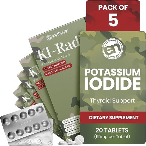 EarthNutri KI-Radi™ Potassium Iodide Tablets 65 mg (20 Tablets) in Foil-Foil Blister Seal Packaging - Potassium Iodine Tablet Supplement in Saudi Arabia