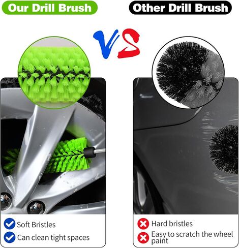 Wheel Brush, Soft Drill Wheel Cleaner Brush, Highly Dense and Durable Car Cleaning Brush for Wheels, Rims, Engines, Exhaust(1 Pack Drill Wheel Brush) in Kuwait