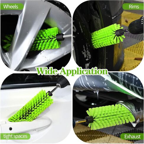 Wheel Brush, Soft Drill Wheel Cleaner Brush, Highly Dense and Durable Car Cleaning Brush for Wheels, Rims, Engines, Exhaust(1 Pack Drill Wheel Brush) in Kuwait