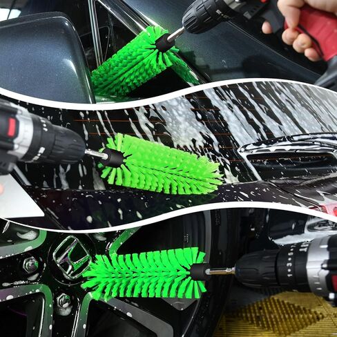Wheel Brush, Soft Drill Wheel Cleaner Brush, Highly Dense and Durable Car Cleaning Brush for Wheels, Rims, Engines, Exhaust(1 Pack Drill Wheel Brush) in Kuwait