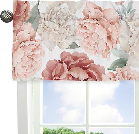 Sweet Jojo Designs Burgundy and Pink Watercolor Floral Window Treatment Valance - Blush, Maroon, Wine, Rose, Green and White Shabby Chic Flower Farmhouse in Saudi Arabia