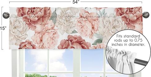 Sweet Jojo Designs Burgundy and Pink Watercolor Floral Window Treatment Valance - Blush, Maroon, Wine, Rose, Green and White Shabby Chic Flower Farmhouse in Saudi Arabia
