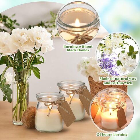 MTLEE 24 Pcs Jars Candle for Guests Wedding Candle Gift Natural Wax Candles with DIY Tag Cards for Bridesmaid Groomsman Baby Shower Party Favors Home Supply Decor (Lemon,Tangerine,Coconut Milk) in Saudi Arabia