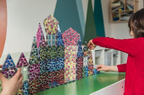 Creatiles Rainbow Mosaic Magnetic Tiles: 52 Pieces Modern Colors, STEM Education - Vibrant Building Blocks Toy for Imaginative Play and Learning - Best Gift for Kids Ages 3 4 5 6 7 8 9 10+ in Kuwait