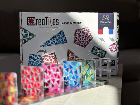 Creatiles Rainbow Mosaic Magnetic Tiles: 52 Pieces Modern Colors, STEM Education - Vibrant Building Blocks Toy for Imaginative Play and Learning - Best Gift for Kids Ages 3 4 5 6 7 8 9 10+ in Kuwait