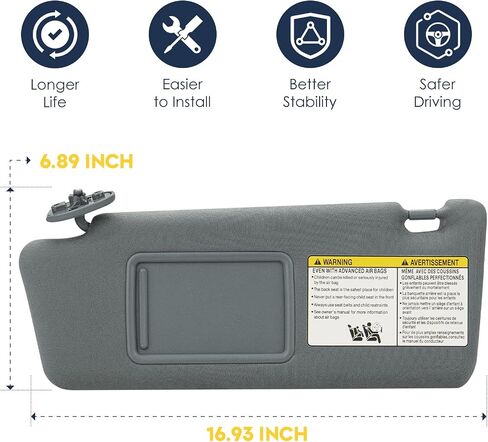 Left Driver Side Sun Visor Without Light Fit for Toyota Tacoma 2005 2006 2007 2008 2009 2010 2011 2012, Replace for 74320-04181-E1 (Beige) in Saudi Arabia