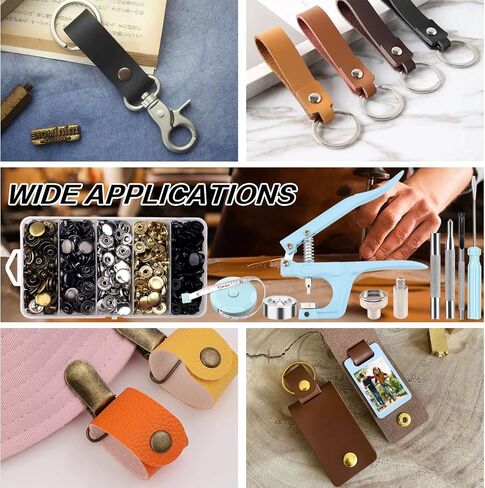 507PCS Snap Fasteners Kit, 15mm Leather Snap Fasteners Kit, Sewing Snaps, 304 Stainless Steel Button Snaps Press Studs with 6 Setter Tools, 5 Color Leather Snaps for Clothes, Jackets, Bracelets, Bags in Saudi Arabia