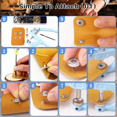 507PCS Snap Fasteners Kit, 15mm Leather Snap Fasteners Kit, Sewing Snaps, 304 Stainless Steel Button Snaps Press Studs with 6 Setter Tools, 5 Color Leather Snaps for Clothes, Jackets, Bracelets, Bags in Saudi Arabia