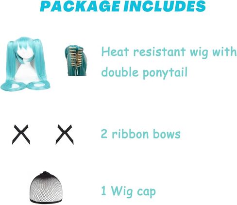 Yutniverse الأخضر طويل مستقيم شعر مستعار تأثيري مع 47 بوصة 2 شعر مستعار ذيل حصان قابل للإزالة للنساء فتاة شعر مستعار اصطناعي غطاء شعر مستعار أزرق in Kuwait