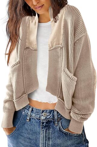 SENSERISE Womens Cardigan Sweaters Cable Knit Sweater Open Front Long Sleeve Chunky Cardigan Outerwear Coats(Red,M) in Saudi Arabia
