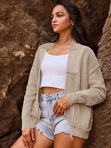 SENSERISE Womens Cardigan Sweaters Cable Knit Sweater Open Front Long Sleeve Chunky Cardigan Outerwear Coats(Red,M) in Saudi Arabia
