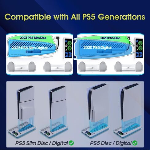 PS5 Wall Mount Kit with Charging Station for PS5 All Models, PS5 Slim Consoles, PS5 Wall Shelf Stand Holder Compatible with Playstation 5, Dual Controller Charger and Headphone Hanger in Saudi Arabia