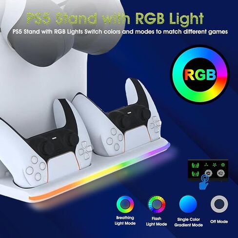 PS5 Wall Mount Kit with Charging Station for PS5 All Models, PS5 Slim Consoles, PS5 Wall Shelf Stand Holder Compatible with Playstation 5, Dual Controller Charger and Headphone Hanger in Saudi Arabia