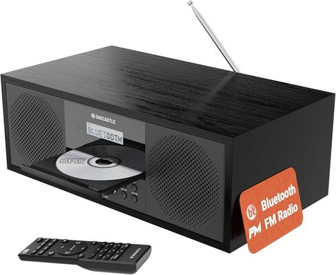Blueooth 5.2 Stereo System for Home | Powerful 60W CD Player with Inbuilt Stereo Speakers and Remote | USB & AUX Playback, | FM Radio, 30 Pre-sets, Wooden Construction | Oakcastle HIFI500 in Kuwait