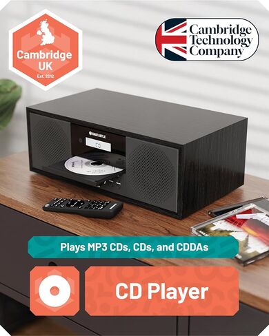 Blueooth 5.2 Stereo System for Home | Powerful 60W CD Player with Inbuilt Stereo Speakers and Remote | USB & AUX Playback, | FM Radio, 30 Pre-sets, Wooden Construction | Oakcastle HIFI500 in Kuwait