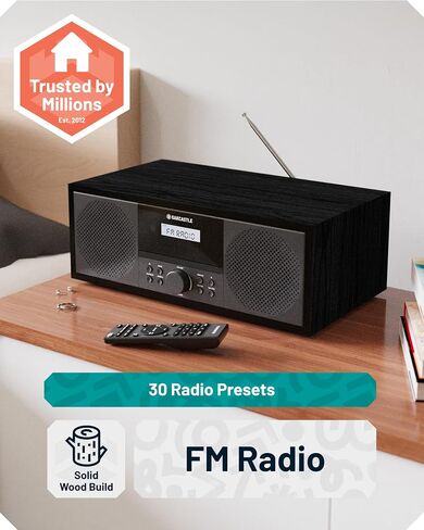 Blueooth 5.2 Stereo System for Home | Powerful 60W CD Player with Inbuilt Stereo Speakers and Remote | USB & AUX Playback, | FM Radio, 30 Pre-sets, Wooden Construction | Oakcastle HIFI500 in Kuwait