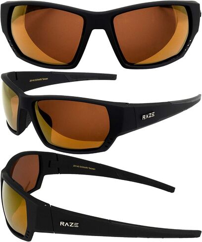 Raze Eyewear Sonar Fishing Sunglasses Tortoise Gloss Frames Polarized Smoke Blue Z Mirror Lens in Saudi Arabia
