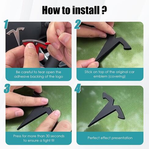 ملصقات شعار Powlamks Model Y، ملحقات شعار أسود لامع (أسود لامع موديل Y in Kuwait