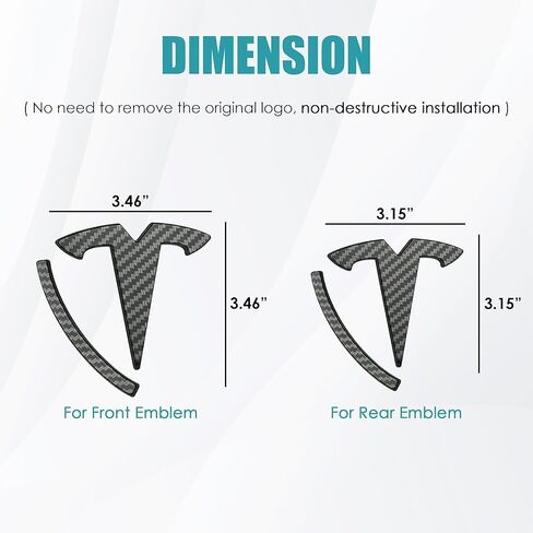 ملصقات شعار Powlamks Model Y، ملحقات شعار أسود لامع (أسود لامع موديل Y in Kuwait