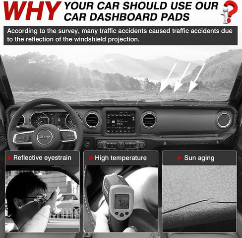Autorder Dashboard Cover Mat for 2014-2023 Jeep Cherokee Accessories Dash Cover Flannel Dash Mat Sunshade Glare UV Rays Protector (Not Fit Grand Cherokee) in Saudi Arabia