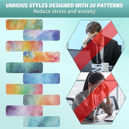 DASTTUIS 20 Pieces Anxiety Sensory Stickers - Sensory Strips with 2 Textured Surface Adhesives - Fidget Stickers Office & Classroom Desk Must Haves for Adults Teens in Saudi Arabia