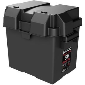 Battery Box Fits 6 Volt Automotive/Marine/RV Batteries Snap-Top Rugged Design Black Reinforced Plastic Fully Ventilated