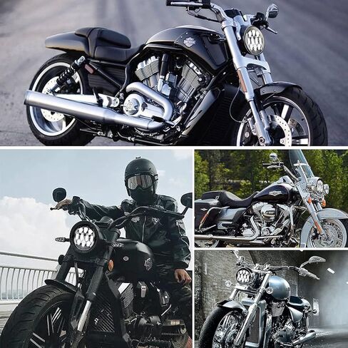 مصباح أمامي MONDEVIEW 5-3/4 5.75 LED للدراجة النارية 3500LM مصباح أمامي مستدير Hi/Lo Beam Crescent DRL Harley Davidson إشارات الانعطاف العنبر 5 نماذج لـ Sportster Dyna Low Rider Street Bob lron 883 حزمة من 1 in Kuwait