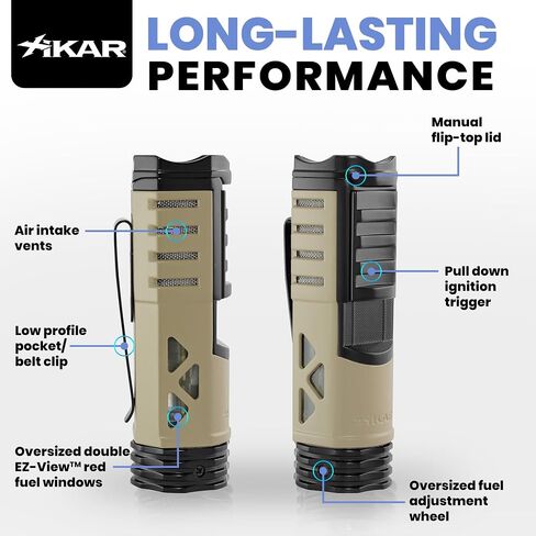 ولاعة Xikar التكتيكية 1 لهب نفاث واحد، مسند سيجار في الأعلى، مشبك جيب قابل للإزالة، متينة وموثوقة، معدنية in Kuwait