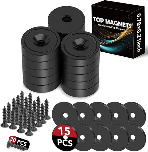 TOP MAGNETS Strong Magnets, 65LBS Rare Earth Magnets with Screws and Iron Sheets, Black 10Pack Neodymium Magnets for Door,Tool Room,Workplace and Wall Mounting in Saudi Arabia