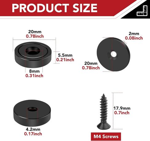 TOP MAGNETS Strong Magnets, 65LBS Rare Earth Magnets with Screws and Iron Sheets, Black 10Pack Neodymium Magnets for Door,Tool Room,Workplace and Wall Mounting in Saudi Arabia