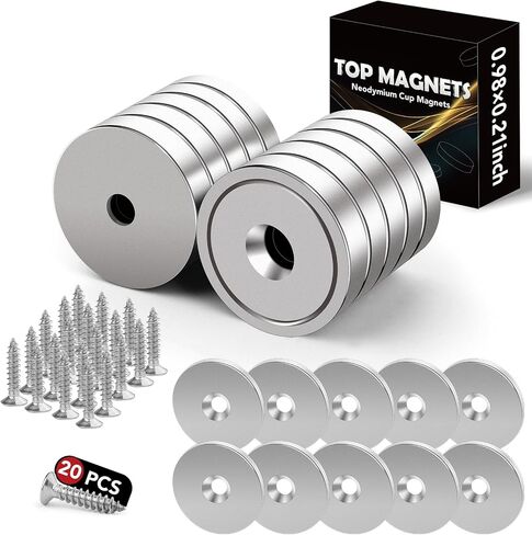 TOP MAGNETS Strong Magnets, 65LBS Rare Earth Magnets with Screws and Iron Sheets, Black 10Pack Neodymium Magnets for Door,Tool Room,Workplace and Wall Mounting in Saudi Arabia