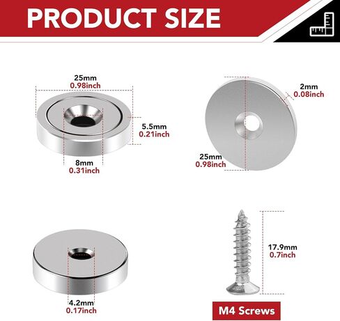 TOP MAGNETS Strong Magnets, 65LBS Rare Earth Magnets with Screws and Iron Sheets, Black 10Pack Neodymium Magnets for Door,Tool Room,Workplace and Wall Mounting in Saudi Arabia